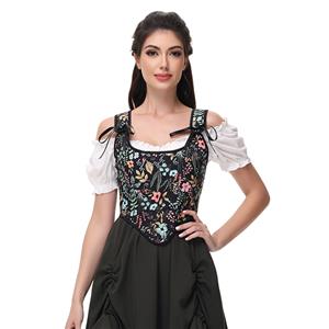 Corset Tops for Women Renaissance Floral Overbust Boned Bustier Bodice