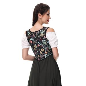 Corset Tops for Women Renaissance Floral Overbust Boned Bustier Bodice