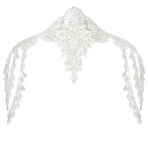 Victorian Gothic White Lace High Neck Shoulder Chain Cape Corset Shrug N23585