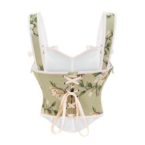 Women's Renaissance Corset Floral Underbust Corset Tops Vintage Boned Corset Belt N23598