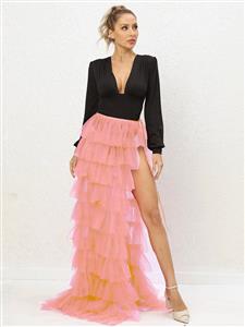 Sexy Sweet Girl Fluffy High Waist Slim Long A-Line Ballet Style One-Piece Skirt N23567