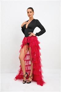 Sexy Sweet Girl Fluffy High Waist Slim Long A-Line Ballet Style One-Piece Skirt N23568