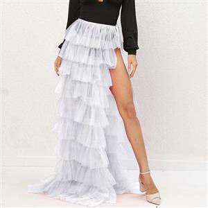 Sexy Sweet Girl Fluffy High Waist Slim Long A-Line Ballet Style One-Piece Skirt N23569