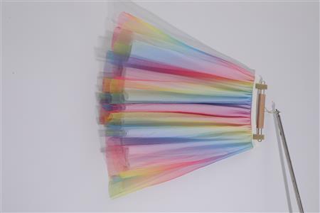 Half-length A-line tulle skirt fairy pleated colorful gradient mesh skirt mid-length N23570