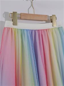 Half-length A-line tulle skirt fairy pleated colorful gradient mesh skirt mid-length N23570