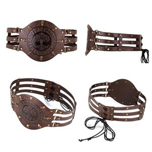 Viking Waist Belt - Intricate Medieval Embossed Design for Halloween Cosplay & Steampunk Warrior Costumes N23694