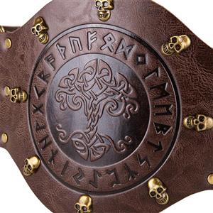 Viking Waist Belt - Intricate Medieval Embossed Design for Halloween Cosplay & Steampunk Warrior Costumes N23694