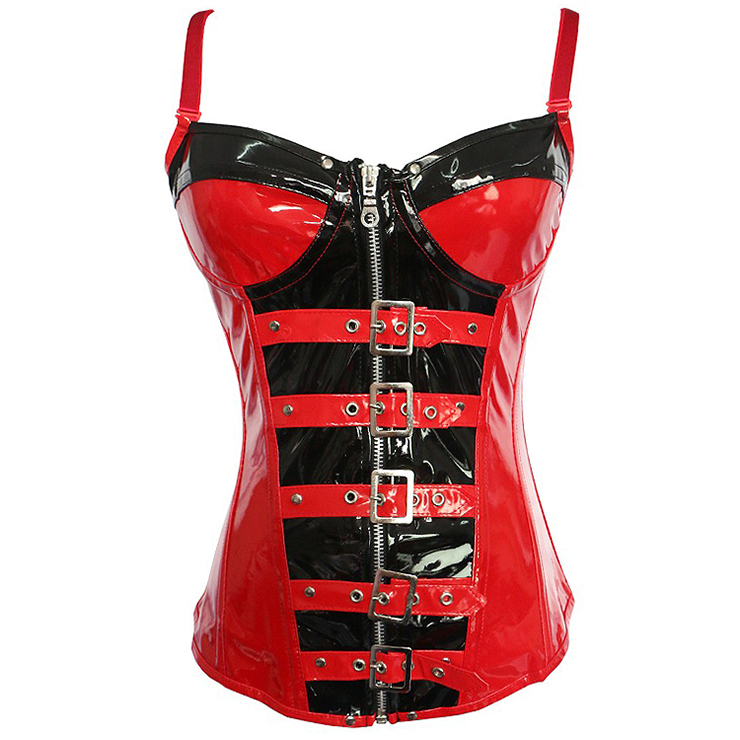 Women Sexy Red Black Pvc Leather Bodysuit Party Clubwear Leotard Catsuit Bodycon
