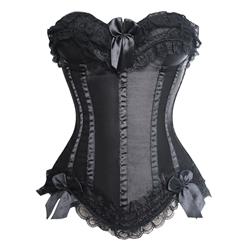 Black lace up boned corset M2680