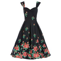 1950's Graceful Vintage Floral Print Swing Dress N11504