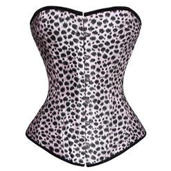 Sexy Sweet Wild Pink Leopard Print Busk Closure Corset N1848