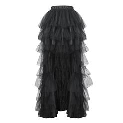 Classical High Waist Petticoat, Fashion Black High Low Skirt, High Low Party Petticoat, Festival Dance Performance Skirt, Women's Costume Skirt, Corset Gauze Skirt,Elastic High Low Dance Skirt,  #N20269