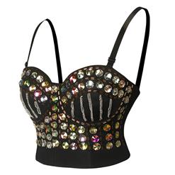 Sexy Sliver Chain Sweets Studded Gem B Cup Bustier Bra Clubwear Crop Top N22664