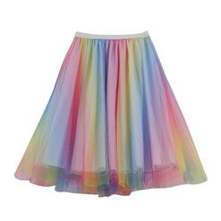 Half-length A-line tulle skirt fairy pleated colorful gradient mesh skirt mid-length N23570