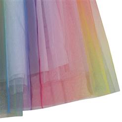 Half-length A-line tulle skirt fairy pleated colorful gradient mesh skirt mid-length N23570