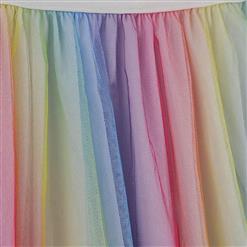 Half-length A-line tulle skirt fairy pleated colorful gradient mesh skirt mid-length N23570