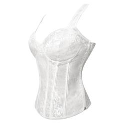 Steampunk White Jacquard Steel Bone Corset Vest for Halloween N23586