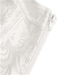 Steampunk White Jacquard Steel Bone Corset Vest for Halloween N23586