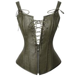 Steampunk Faux Lace Up Vest Corset, Sexy Corset Vest for Women, Corset for Steampunk Costume, Women's Steampunk Corset, Plastic Floral Pattern Corset, Zipper Steampunk Faux Corset,#N23608