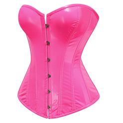 Overbust Waist Trainer Pink Corset Steel Boned Womens PVC Corset Heavy Duty Waist Training Corset N23614