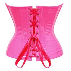 Overbust Waist Trainer Pink Corset Steel Boned Womens PVC Corset Heavy Duty Waist Training Corset N23614