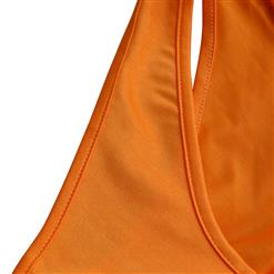 Sexy Fluorescent Orange One-shooulder Cut Out Clubwear Bodycon Mini Dress N6427